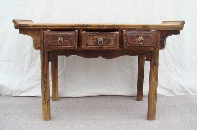 三抽翘头桌|table