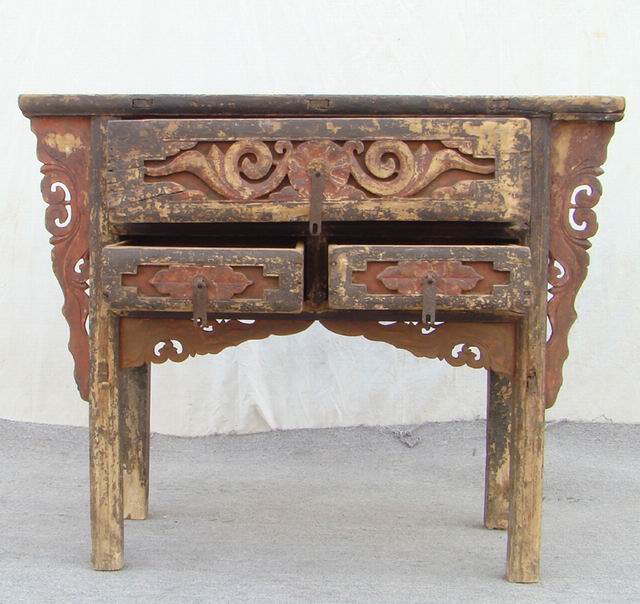 雕花三抽桌工厂|Table with 3 drawers